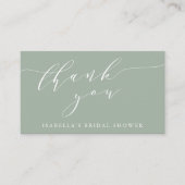Sage Botanische Script Bruiloft Thank You Cadeau Informatiekaartje (Voorkant)