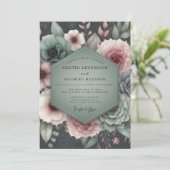 Sage Botanische Sfeervolle Bruiloft Kaart (Staand voorkant)