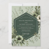 Sage Botanische Weelderige Bruiloft Kaart (Voorkant)