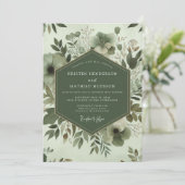 Sage Botanische Whimsy Bruiloft Kaart (Staand voorkant)