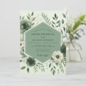 Sage Botanische Whimsy Bruiloft Kaart (Staand voorkant)