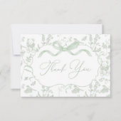 Sage Bow Baby shower Bedankt Card (Voorkant)