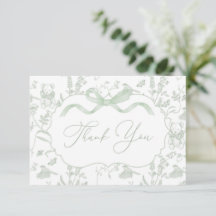 Sage Bow Baby shower Bedankt Card