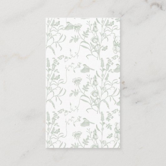 Sage Bow Baby shower Boek Informatiekaartje (Achterkant)