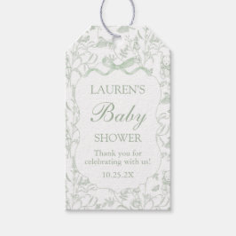 Sage Bow Baby shower Gift Label Cadeaulabel