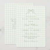 Sage Bow Baby Shower invitation Kaart (Voorkant / Achterkant)