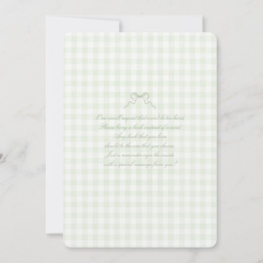 Sage Bow Baby Shower invitation Kaart (Achterkant)