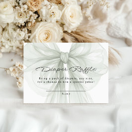 Sage Bow Diaper Raffle Minimal Chic Informatiekaartje