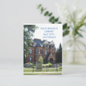 SAGE BRANCH LIBRARY, BAY CITY, MICHIGAN POST CARD BRIEFKAART (Staand voorkant)