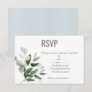 SAGE BRANCH WITTE ANTWOORDKAART RSVP KAARTJE