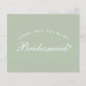 Sage Bridesmaid-voorstel Groen wit script (Voorkant)