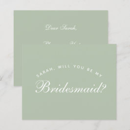 Sage Bridesmaid-voorstel Groen wit script