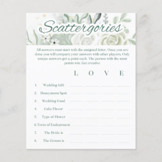 Sage Bruidsfeest Spel - Scattergories
