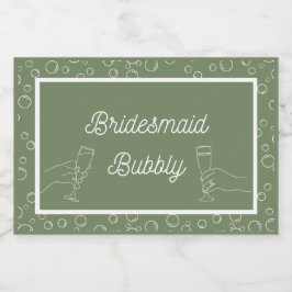 Sage Bruidsmeisje Bubbly Mini Mousserende Wijn Lab Sparkling Wijnetiket