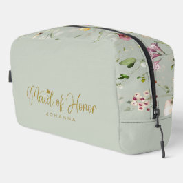 Sage bruidsmeisje script naam accessoire cadeau toilettasje