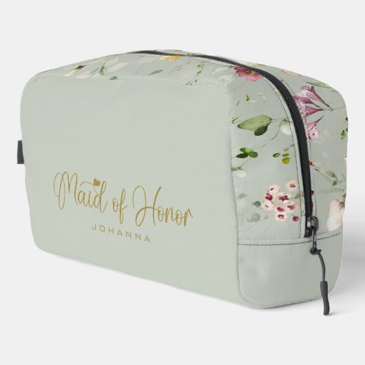 Sage bruidsmeisje script naam accessoire cadeau toilettasje (Rechterhoek)
