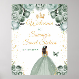 Sage Bruine Haar Prinses Sweet Sixteen Welkom Poster