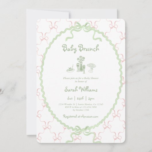 Sage Brunch Baby shower uitnodiging (Voorkant)