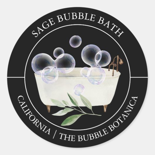 Sage Bubble Bath-etiket Ronde Sticker (Voorkant)