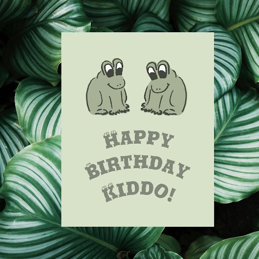 Sage Bubble Frogs - Happy Birthday bewerkbaar. Kaart