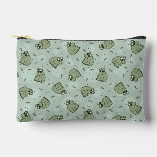 Sage Bubble Frogs - lauriergroen kinder motief. Etui (Voorkant)