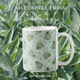 Sage Bubble Frogs - lauriergroen kinder motief. Koffiemok