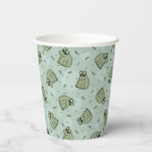 Sage Bubble Frogs - lauriergroen kinder motief. Papieren Bekers (Achterkant)