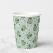 Sage Bubble Frogs - lauriergroen kinder motief. Papieren Bekers (Rechts)