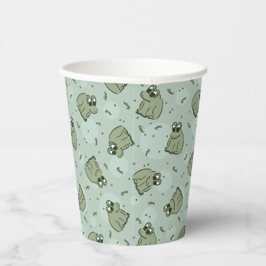 Sage Bubble Frogs - lauriergroen kinder motief. Papieren Bekers (Rechts)
