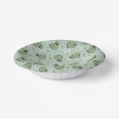 Sage Bubble Frogs - lauriergroen kinder motief. Papieren Kommen (Gebogen)