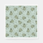 Sage Bubble Frogs - lauriergroen kinder motief. Servet (Voorkant)