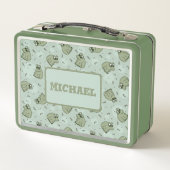 Sage Bubble Frogs - patroon - bewerkbare naam. (Achterkant)