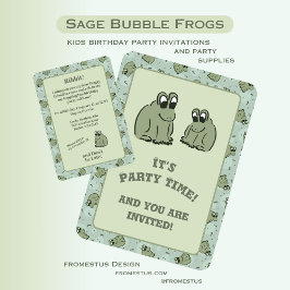 Sage Bubble Kikkers - leuk kinderfeestje. Kaart