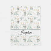 Sage Bunny Dreams Gepersonaliseerde Baby Fleece Deken (Voorkant)