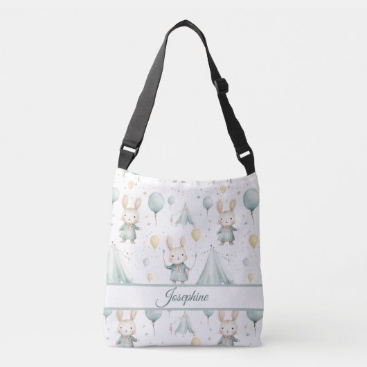 Sage Bunny Dreams gepersonaliseerde luier Crossbody Tas (Voorkant)