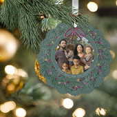 Sage Burgundy Merry Christmas Ornament with Photo