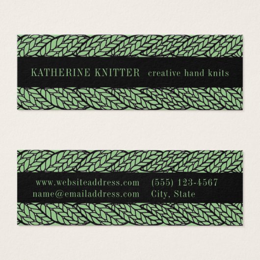 SAGE CABLE KNIT 3x1 Mini Visitekaartje (Voorkant /achterkant)