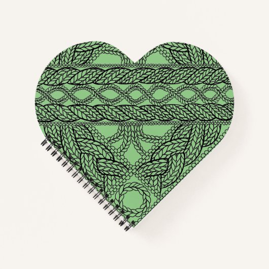 SAGE CABLE KNIT Hart Spiraal Notebook Notitieboek (Voorkant)