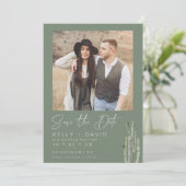 Sage Cactus Succulent Save the Date Kaart (Staand voorkant)