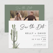 Sage Cactus Succulent Wedding Save the Date Kaart (Voorkant / Achterkant)