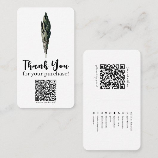 Sage Cadeau Aankoop QR Social Media Connect Visitekaartje (Voorkant / Achterkant)