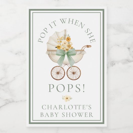 Sage Carriage Pop It When She Pops Label Wijn Etiket (Enkel label)