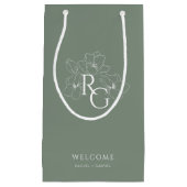 Sage | Chic Faux Gold Monogram Welkom Trouwen Klein Cadeauzakje (Voorkant)