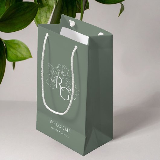 Sage | Chic Faux Gold Monogram Welkom Trouwen Klein Cadeauzakje