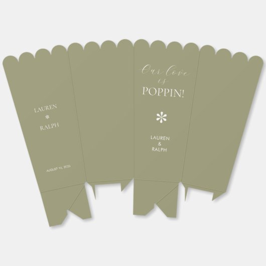 Sage | Chic Minimal Script Trouw Popcorn Bedankdoosjes (Ongevouwen)