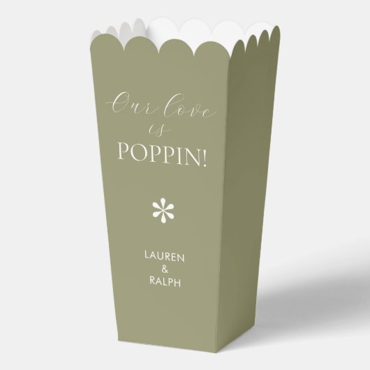 Sage | Chic Minimal Script Trouw Popcorn Bedankdoosjes (Voorkant)