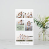 Sage Chic Moderne Neutraal 5 Foto Elegant Feestdagenkaart (Staand voorkant)