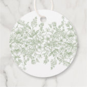 Sage Chinoiserie Bloemen Doopcirkel Bedankjes Labels (Achterkant)