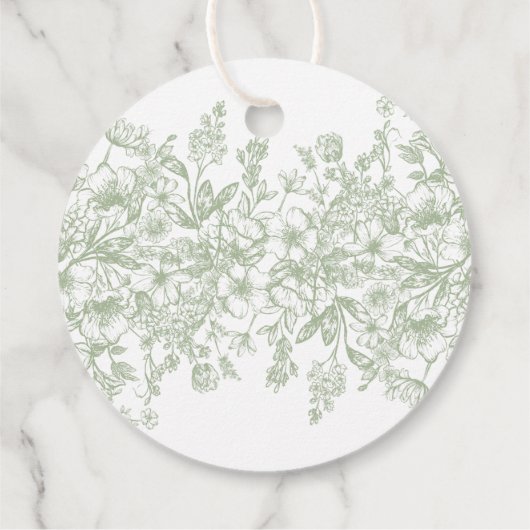 Sage Chinoiserie Bloemen Doopcirkel Bedankjes Labels (Achterkant)