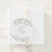 Sage Chinoiserie Bloemen Doopcirkel Bedankjes Labels (In situ)